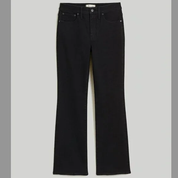 NWOT Madewell Plus Kick Out Crop Jeans Mid-rise Black Rinse flare Wash Size 14W - Picture 3 of 10